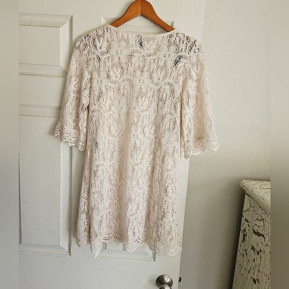 Divided H&M 6 Cream Ivory Lacey Dress Eith Slip Excellent - Picture 2 of 6